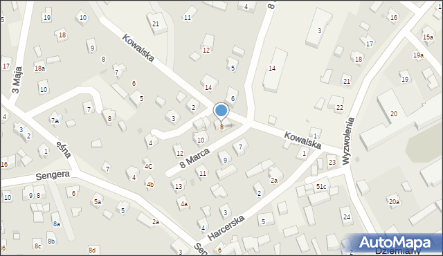 Dziemiany, 8 Marca, 8, mapa Dziemiany