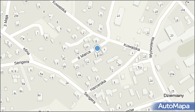 Dziemiany, 8 Marca, 9, mapa Dziemiany