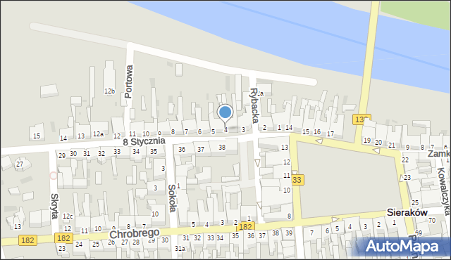 Sieraków, 8 Stycznia, 4, mapa Sieraków