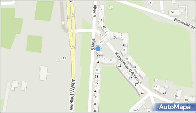 Wrocław, 8 Maja, 32, mapa Wrocławia