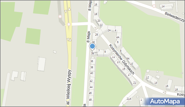 Wrocław, 8 Maja, 34, mapa Wrocławia