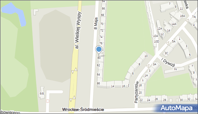Wrocław, 8 Maja, 80, mapa Wrocławia