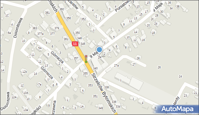 Bytom, 9 Maja, 2A, mapa Bytomia