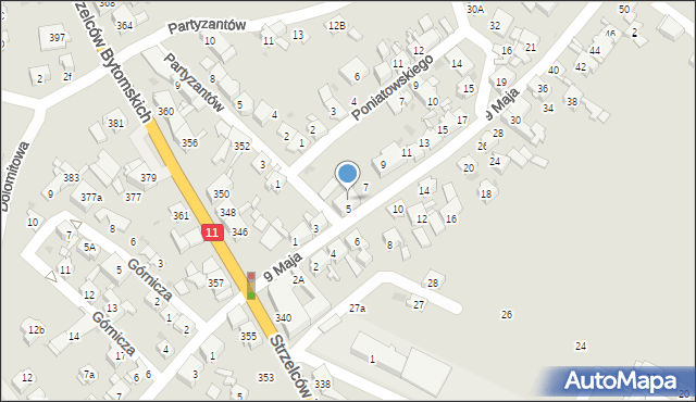 Bytom, 9 Maja, 5a, mapa Bytomia
