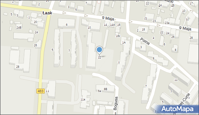 Łask, 9 Maja, 12, mapa Łask