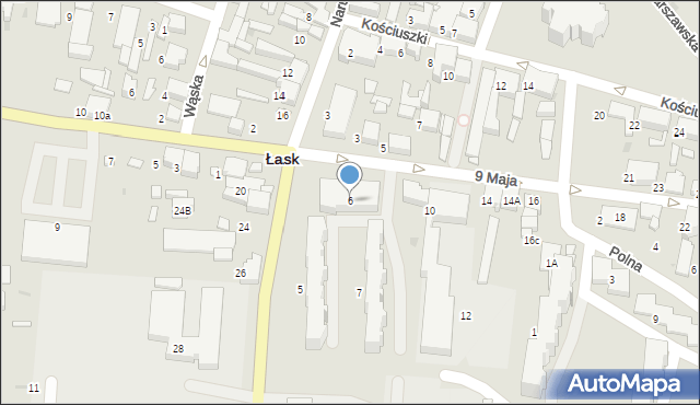 Łask, 9 Maja, 6, mapa Łask