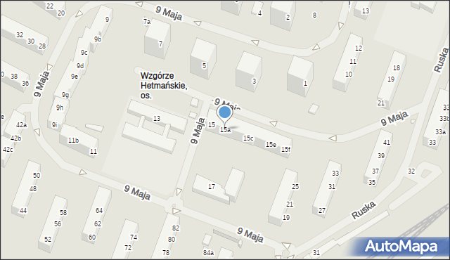 Szczecin, 9 Maja, 15a, mapa Szczecina