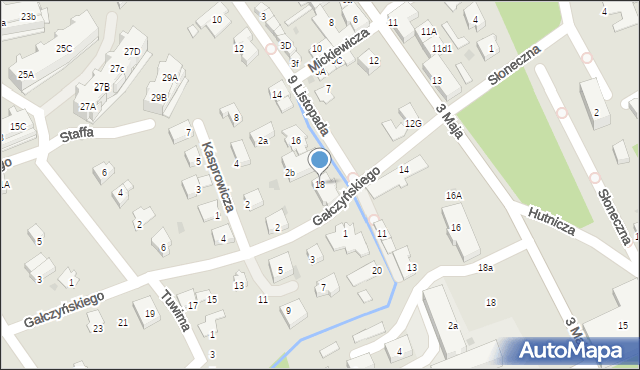 Ustroń, 9 Listopada, 18, mapa Ustroń