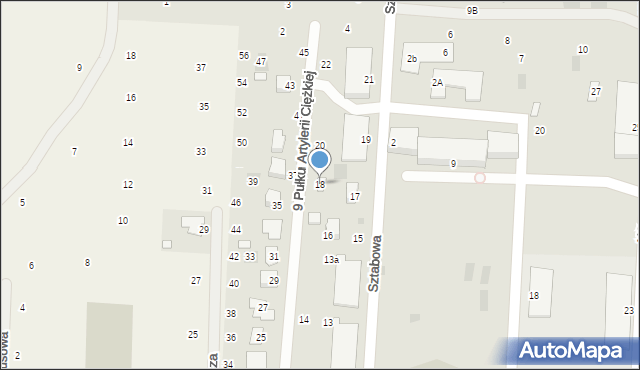 Włodawa, 9 Pułku Artylerii Ciężkiej, 18, mapa Włodawa