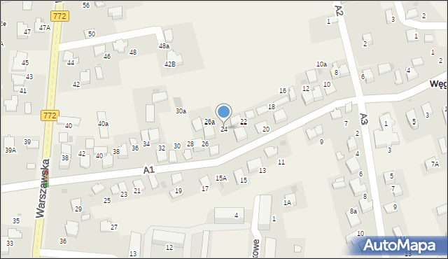 Węgrzce, A1, 24, mapa Węgrzce