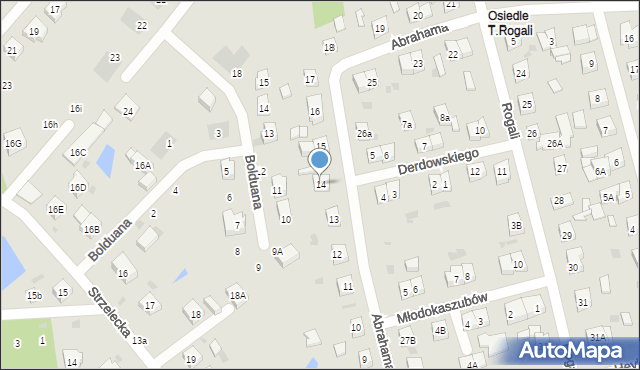 Kościerzyna, Abrahama Antoniego, 14, mapa Kościerzyna