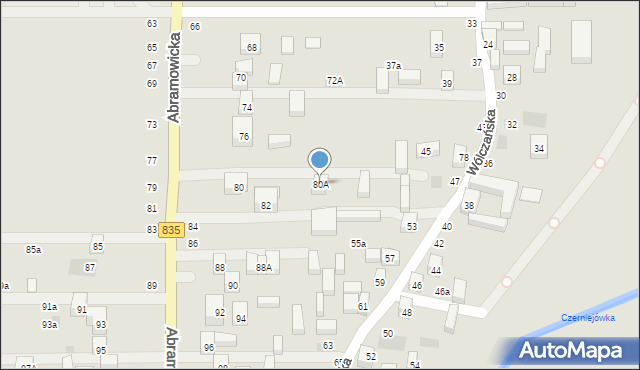 Lublin, Abramowicka, 80A, mapa Lublina