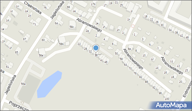 Olsztyn, Abramowskiego Edwarda, 36, mapa Olsztyna