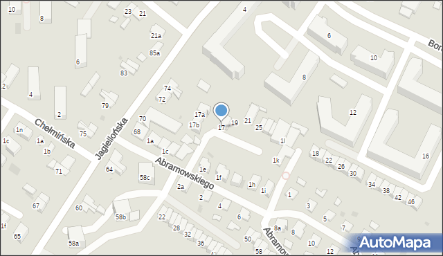 Olsztyn, Abramowskiego Edwarda, 17, mapa Olsztyna