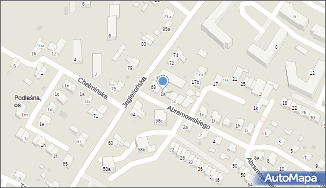 Olsztyn, Abramowskiego Edwarda, 1a, mapa Olsztyna