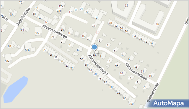 Olsztyn, Abramowskiego Edwarda, 8a, mapa Olsztyna