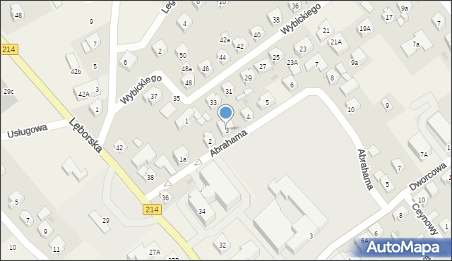 Sierakowice, Abrahama, 3, mapa Sierakowice