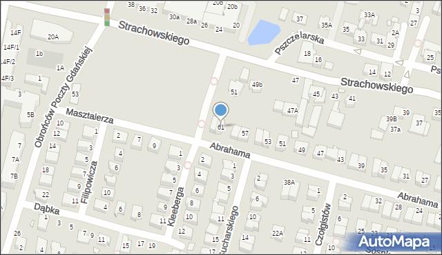 Wrocław, Abrahama Romana, gen., 61, mapa Wrocławia