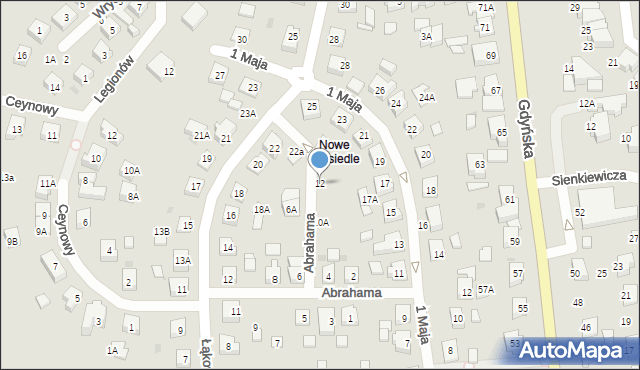 Żukowo, Abrahama Antoniego, 12, mapa Żukowo