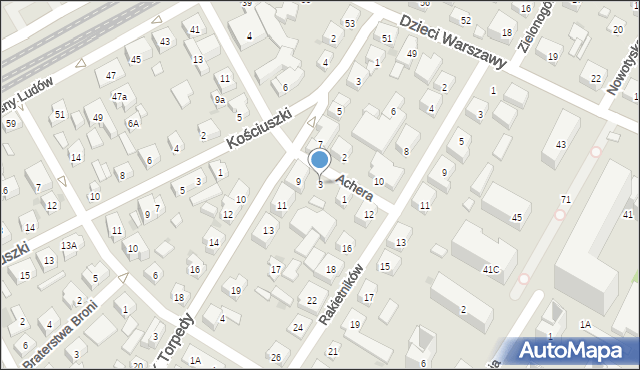 Warszawa, Achera Franciszka Adolfa, 3, mapa Warszawy