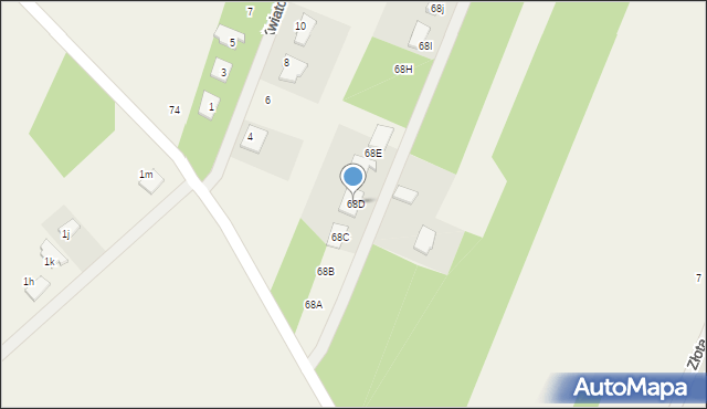 Adamowa Góra, Adamowa Góra, 68D, mapa Adamowa Góra