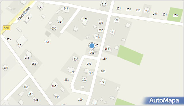 Adamówka, Adamówka, 204, mapa Adamówka