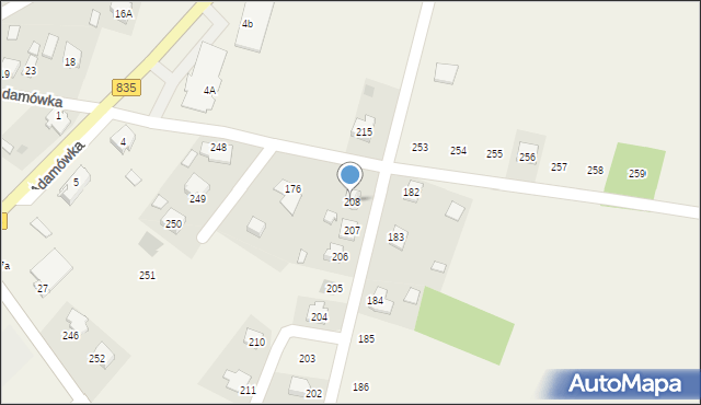 Adamówka, Adamówka, 208, mapa Adamówka