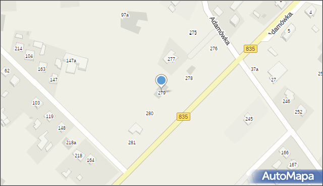 Adamówka, Adamówka, 279, mapa Adamówka