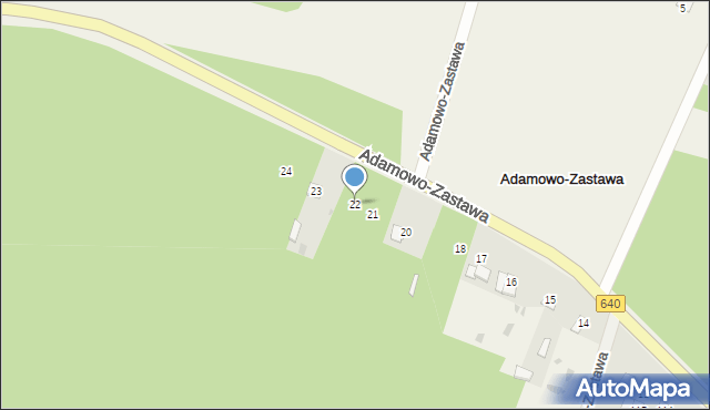 Adamowo-Zastawa, Adamowo-Zastawa, 22, mapa Adamowo-Zastawa