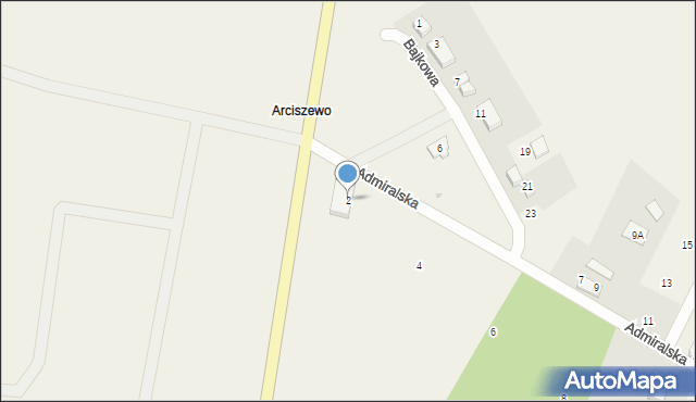 Arciszewo, Admiralska, 2, mapa Arciszewo