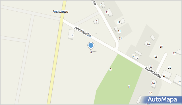 Arciszewo, Admiralska, 4, mapa Arciszewo