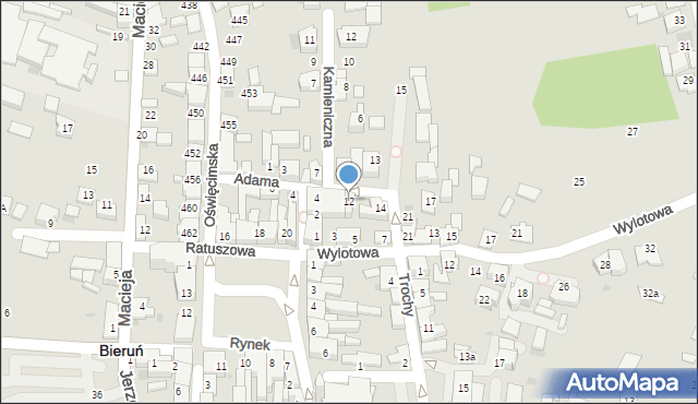 Bieruń, Adama, 12, mapa Bieruń