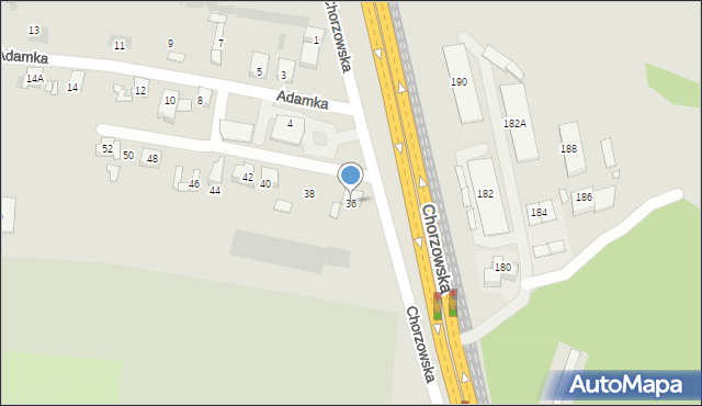 Bytom, Adamka Mikołaja, 36, mapa Bytomia