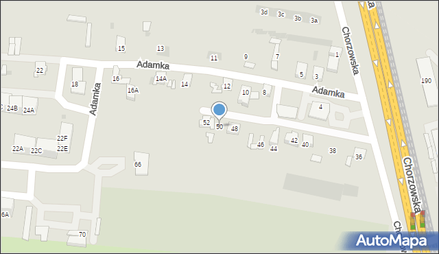 Bytom, Adamka Mikołaja, 50, mapa Bytomia