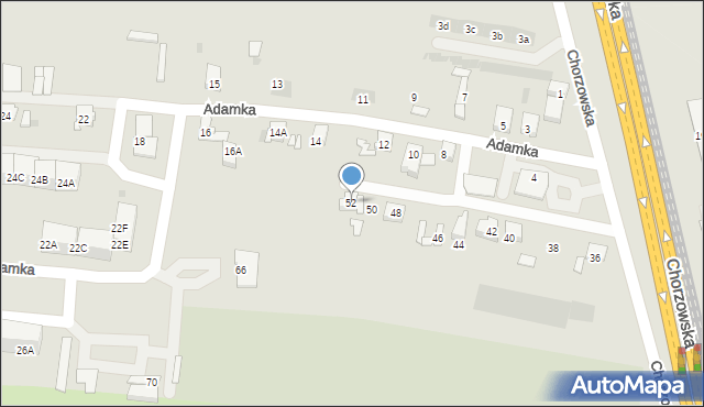 Bytom, Adamka Mikołaja, 52, mapa Bytomia