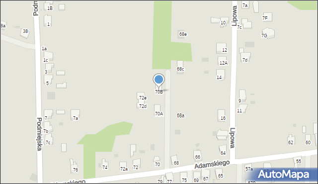 Imielin, Adamskiego Stanisława, ks. bp., 70B, mapa Imielin