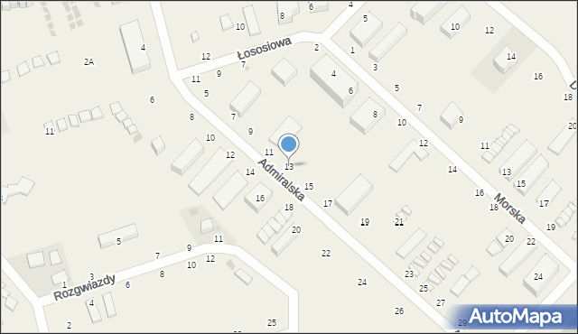 Jarosławiec, Admiralska, 13, mapa Jarosławiec