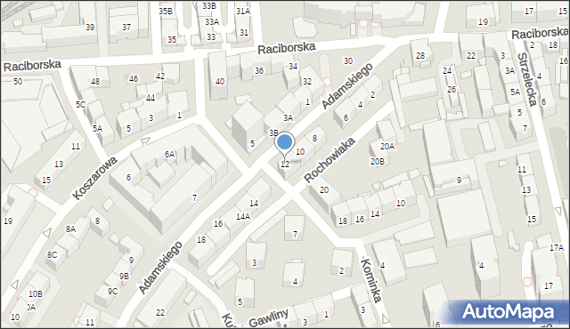 Katowice, Adamskiego Stanisława, ks. bp., 12, mapa Katowic