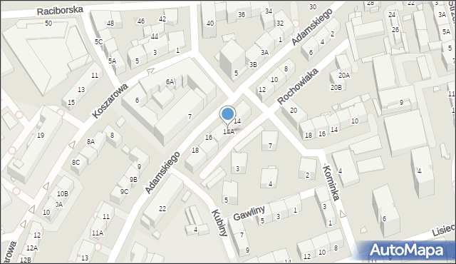 Katowice, Adamskiego Stanisława, ks. bp., 14A, mapa Katowic