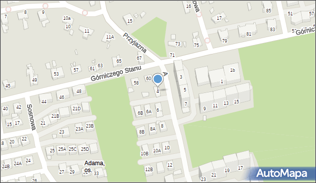 Katowice, Adama, 4, mapa Katowic