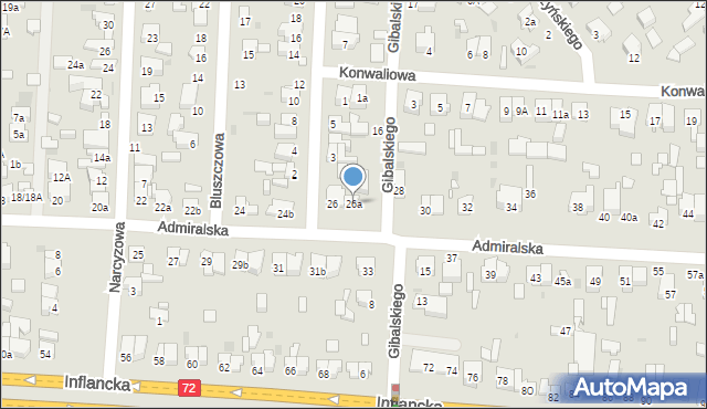 Łódź, Admiralska, 26a, mapa Łodzi