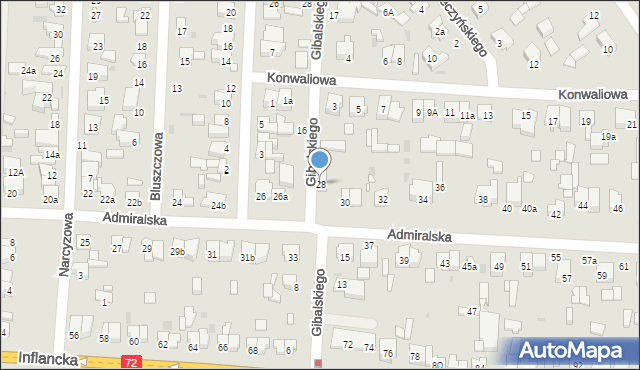 Łódź, Admiralska, 28, mapa Łodzi