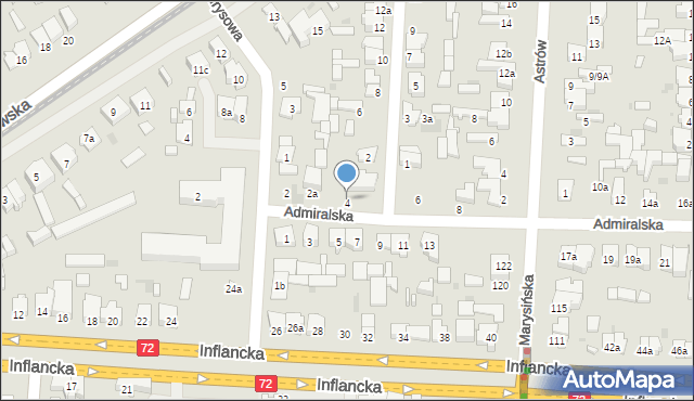 Łódź, Admiralska, 4, mapa Łodzi
