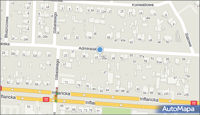 Łódź, Admiralska, 45, mapa Łodzi