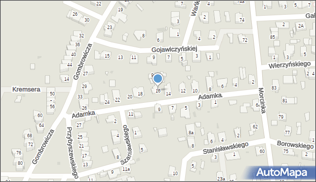 Opole, Adamka Jana, 16, mapa Opola