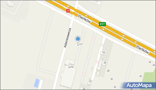 Pieńków, Adamkiewicza Mariana, 1, mapa Pieńków