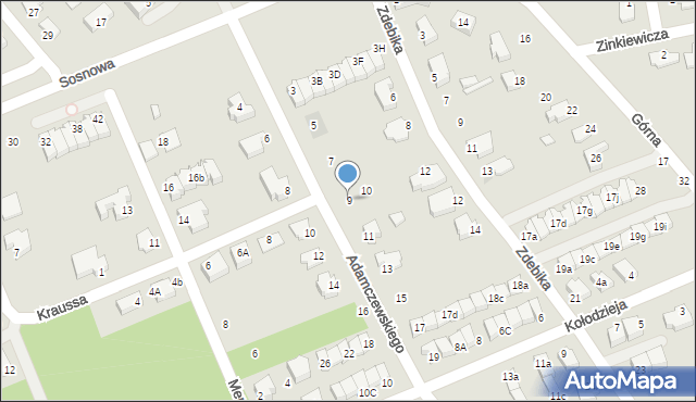 Puławy, Adamczewskiego Zygmunta, ks., 9, mapa Puław