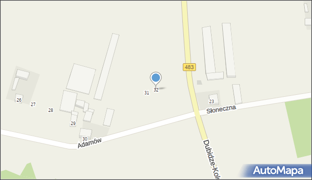 Strzelce Wielkie, Adamów, 32, mapa Strzelce Wielkie