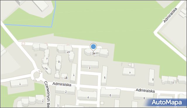 Warszawa, Admiralska, 3A, mapa Warszawy