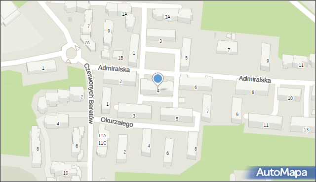 Warszawa, Admiralska, 4, mapa Warszawy